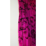 粉紅色立領 橫紋印花 彈力棉短旗袍
